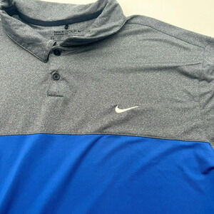 NIKE | Men's XXL Grey Blue Color‎ block Standard Fit Dri-Fit Polo Rugby Shirt